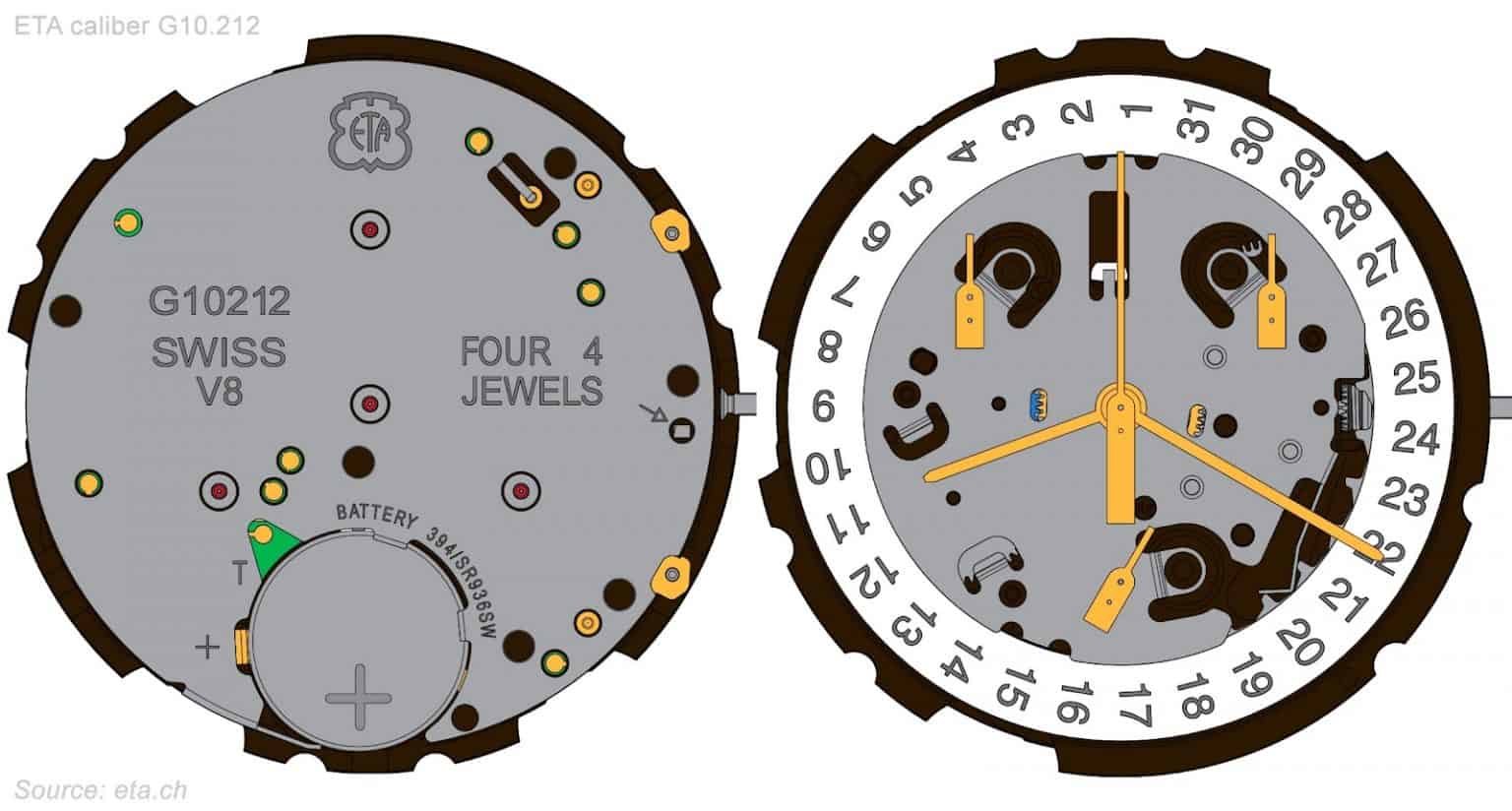 Cartier 052 Mouvement, Calibre Automatique De Montres Pasha 21 Rubis Base Eta 2892 A2 Swiss Made